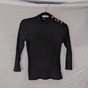 Express 3/4 Sleeve Mock Neck w/ Button Detail